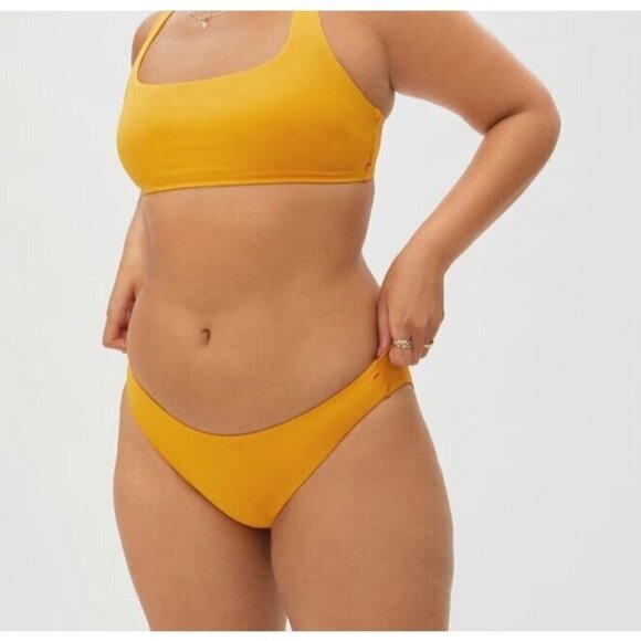 Everlane Bikini Bottom Swimwear Low Rise Solid Classic XXS Yellow Women NWT - Picture 1 of 14
